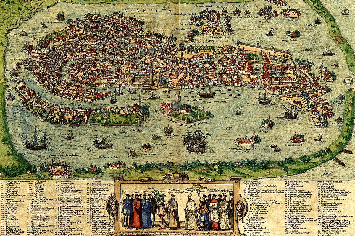 Vista aérea de Venecia (Civitates Orbis Terrarum) — Georg Braun y Frans Hogenberg